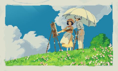 Studio Ghibli Artwork, Wallpaper Pixel, Art Studio Ghibli, Pixel Art Background, Anime Mobile, Arte 8 Bits, 8bit Art, Ghibli Artwork, Minimalist Drawing