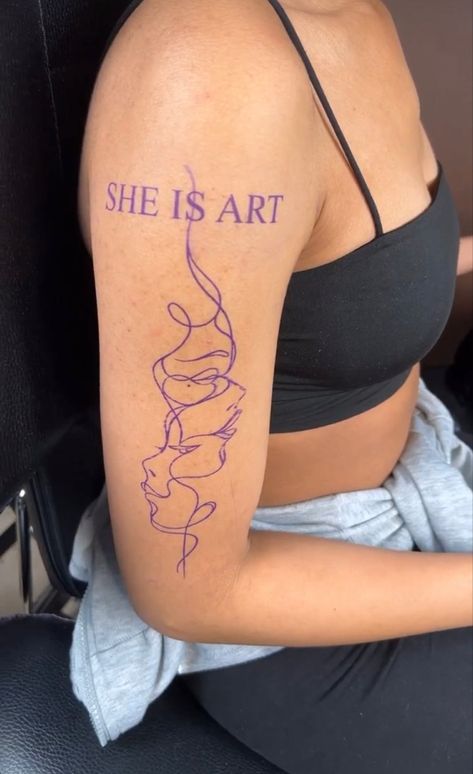 Tattoo Stencil Outline Meaningful, Creative Arm Tattoos For Women, Tattoo Ideas For Self Love, Tattoo Ideas Black Women Self Love, Outline Tattoo Woman, Line Drawing Tattoo Woman, Arm Tattoo Black Women, She Is Art Tattoo Ideas, Arm Tattoos For Women Meaningful