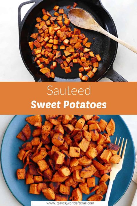 Sautéed sweet potatoes, cooked to perfection on the stove top, make a great side dish that's vegan, vegetarian, paleo, and gluten free! Learn what oil and seasonings to use to make them extra delicious. How To Cook Vegetables On The Stove, Sweet Potato On The Stove, Sweet Potato Recipes On Stove Top, Sweet Potatos On Stove, How To Cook Sweet Potatoes On The Stove, Sweet Potatoes Stove Top, Sweet Potato Stove Top Recipes, Sweet Potato Stove Top, Sweet Potato On Stove Top