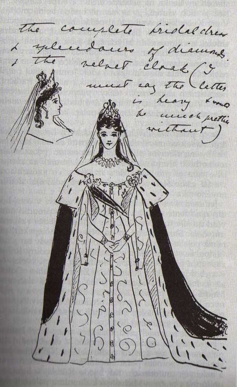 Alexandra's wedding dress described by Ella in her letter to their grandmother Queen Victoria ~ Alix Of Hesse, Familia Romanov, Coronation Dress, Alexandra Feodorovna, House Of Romanov, Princess Alice, Romanov Dynasty, Tsar Nicholas Ii, Court Dresses