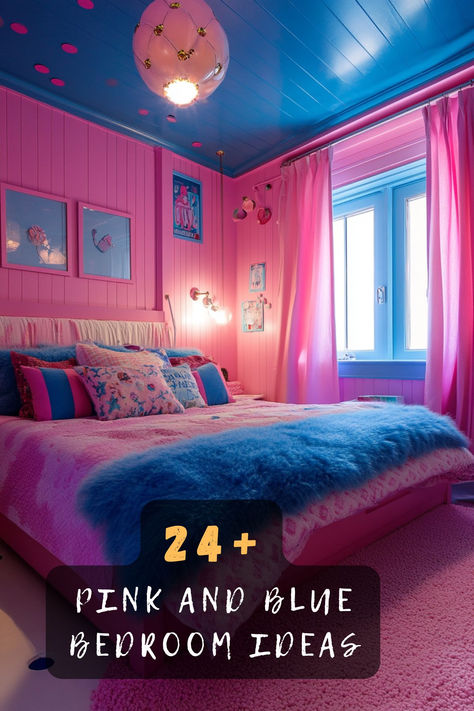 Looking to design a vibrant bedroom? You’ll love these 24 pink and blue bedroom ideas that bring a cheerful and cozy atmosphere to your space! Discover creative ways to blend these colors for a stunning look that reflects your style. Click to find your inspiration! 🌸🔵✨

#PinkAndBlueBedroom #RoomDecor #ColorInspiration #InteriorDesign #BedroomIdeas #StylishSpaces #DecorGoals Periwinkle Bedroom Ideas, Pink And Blue Room Ideas, Dark Blue And Pink Bedroom, Light Blue And Pink Bedroom, Purple And Blue Room, Pink Blue Bedroom, Pink And Blue Room, Blue Bedroom Inspirations, Periwinkle Bedroom