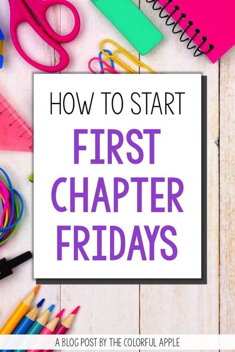 A great way to introduce new books to your kids!  Every Friday, read aloud just the first chapter of your book to get your students intrigued and wanting to read more!  This blog post has more info and a free book list to get you started!  Engage even your most reluctant readers with this tip for upper elementary and middle school teachers. Reading Engagement Strategies, Middle School Supplies, Upper Elementary Reading, Middle School Libraries, Elementary School Library, Library Activities, 5th Grade Reading, Reluctant Readers, Middle School Reading