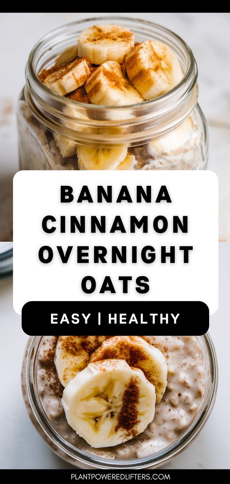 Are you looking for banana &  cinnamon overnight oats? Look no further! These overnight oats are easy to make, and surprisingly healthy. Whether you're looking for easy overnight oats in a jar or vegan overnight oats, this recipe has got you covered! Cinnamon Overnight Oats, Oats In A Jar, Overnight Oats In A Jar, Yes No Maybe, Vegan Overnight Oats, Easy Overnight Oats, Cinnamon Oatmeal, Cinnamon Banana, Vegan Fitness