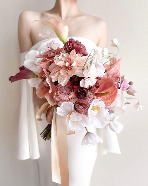 Orchid Bridal Bouquets, Brides Flowers Bouquet, Wedding Flower Trends, Simple Wedding Bouquets, Burgundy And Blush Wedding, Beautiful Bridal Bouquet, Wedding Bouquets Bride, Bridal Bouquet Flowers, Wedding Hands