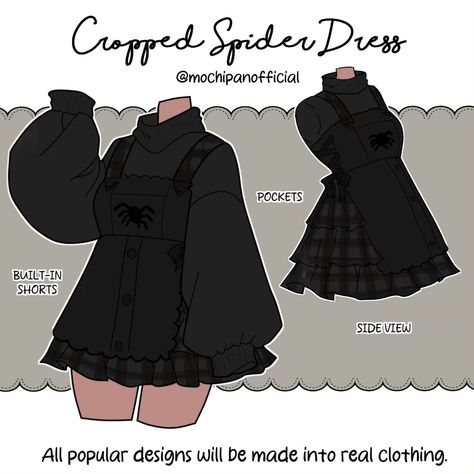 Cloak Ideas Drawing, Goth Dress Drawing, Draw Your Oc Wearing This, Magical Outfits Drawing, Dress Poses Drawing Reference, Spider Dress, Clothing Drawings, Animated Clothes, Outfit Drawing