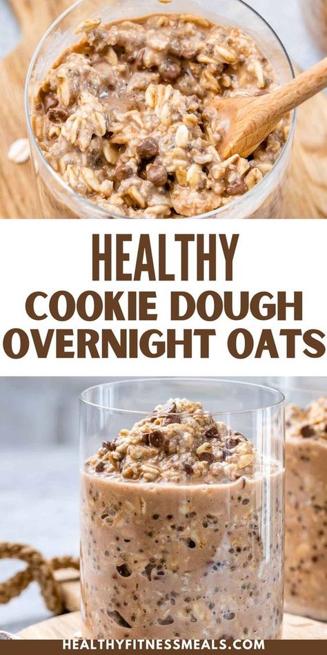 Thick and creamy Healthy Cookie Dough Overnight Oats are packed with protein and healthy fats from peanut butter and chia seeds. This easy oatmeal is incredibly delicious. It tastes just like cookie dough! Make it ahead of time for a healthy meal-prep-friendly breakfast. Not only do this cookie dough overnight oats taste amazing, but they’re also packing the nutrition to keep you full and satisfied after breakfast. These oats are so rich and flavorful, it’s like eating dessert for breakfast! Cookie Dough Overnight Oats, Overnight Oats Recipe Easy, Best Overnight Oats Recipe, Healthy Cookie Dough, Oat Recipes Healthy, Healthy Cookie, Overnight Oats Recipe Healthy, Easy Oatmeal, Overnight Oats Healthy