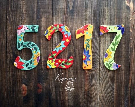 Ceramic House Numbers, Mailbox Numbers, Custom Ceramic, Ceramic Wall Decor, Pattern Tile, Tile Wall Art, Custom Wall Decor, Jewelry Displays, Mosaic House