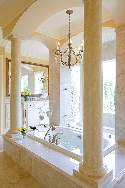 For similar columns: http://www.pacificcolumns.com/column-builder/ Drømme Bad, Modern Style Decor, Large Bathroom, Gorgeous Bathroom, Dream Bathrooms, Design Del Prodotto, Elegant Bathroom, Dream Bathroom, Beautiful Bathrooms