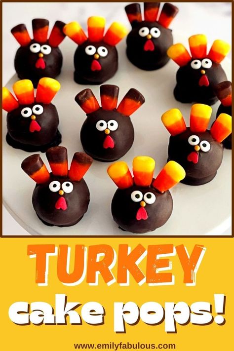 Thanksgiving Turkey Cake Pops on a cake plate Cake Balls Thanksgiving, Thanksgiving Turkey Cake, Turkey Cake Pops, Thanksgiving Cake Pops, Fall Cake Pops, Cake Pop Recipe Easy, Thanksgiving Cake, Cake Ball Recipes, Turkey Cake