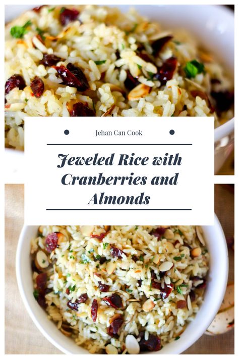 Rice With Cranberries And Almonds, Jeweled Rice Recipe, Rice With Almonds Recipes, Christmas Rice Dishes, Jewel Rice, Rice With Almonds, Jewelled Rice, Holiday Rice, Cranberry Rice