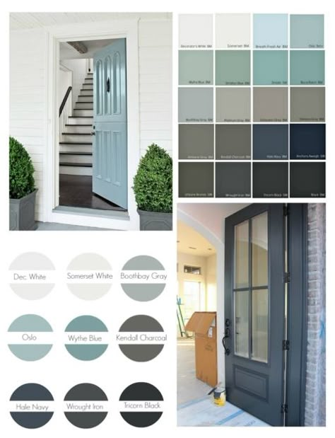 We've pulled together over 30 of the most popular front door paint colors that can really add beautiful curb appeal. Interior Door Paint Colors, Navy Front Door, Front Door Paint, Exterior Door Colors, Painted Interior Doors, Grey Street, Door Paint, Front Door Paint Colors, Entry Ideas