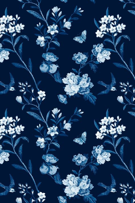 Psd blue botanical pattern vintage background | free image by rawpixel.com / Boom Iphone Wallpaper Blue, School Poetry, Blue Vibe, Blue Flowers Background, Blue Background Patterns, Blue Scrapbook, Blue Floral Wallpaper, Blue Background Wallpapers, Blue Aesthetic Dark