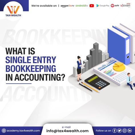 This system simplifies financial record keeping by focusing on the cash book & personal accounts of creditors & debtors, without the need for additional ledgers. Enroll now. For more information, visit us at:- https://academy.tax4wealth.com/blog/single-entry-bookkeeping-in-accounting Cash Book, Record Keeping, Advertising Strategies, Enroll Now, Google Play, Accounting