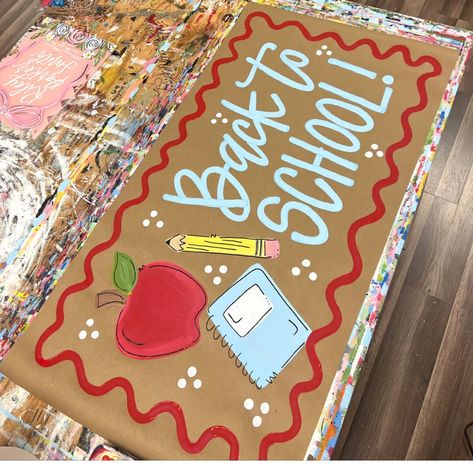 Back To School Banner, Diy Birthday Banner, Classroom Banner, School Painting, Teacher Signs, Back To School Party, School Banner, School Clubs, Diy Banner