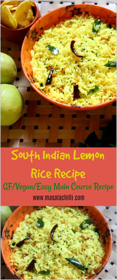 South Indian Lemon Rice Recipe, Lemon Rice Recipe, Easy Main Course Recipes, Indian Cookbook, Indian Rice, Rice Varieties, Fried Fish Recipes, Lemon Rice, Indian Kitchen