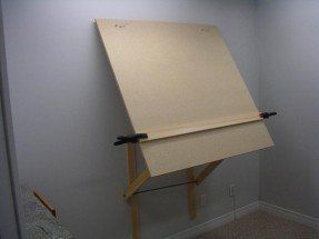 Plans for diy large wall mount easel wetcanvas Wall Mount Easel, Studio Building, Painting Table, Drafting Table, Drawing Table, Studio Organization, Canvas Storage, Art Easel, Easels