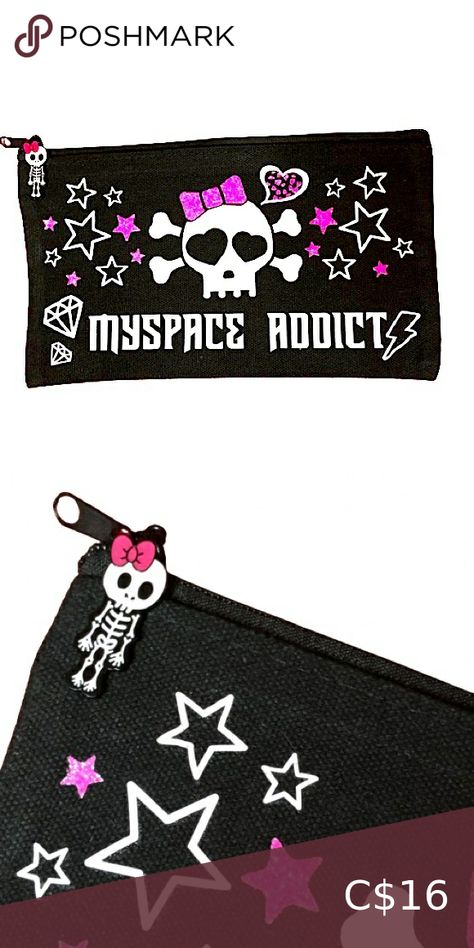 SCENE y2k Handmade Pencil case Handmade Pencil Case, Scene Y2k, Y2k Alt, Alt Goth, Pink Skull, Scene Emo, Invite Your Friends, Mystery Box, Pencil Case