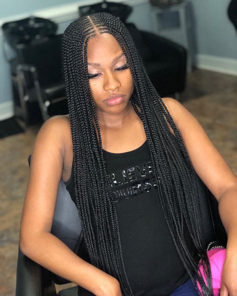 Two Layer Feed In Braids Middle Part, Half And Half Braids Black Hair, Middle Part Braids Black Women, Middle Part Feed In Braids, Black Women Feed In Braids, Women Feed In Braids, Two Layer Feed In Braids, Middle Part Braids, Braids Hairstyles Ideas