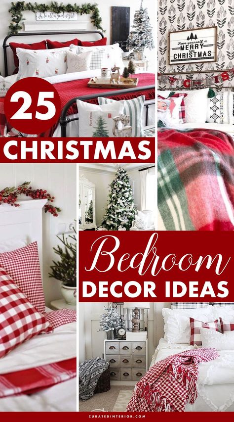 Christmas Bedroom Decor Ideas, Holiday Bedroom Decor, Christmas Bedroom Decor, Holiday Bedroom, Christmas Getaways, Cottage Christmas, Fabulous Christmas, Christmas Bedding, Christmas Decorations Bedroom