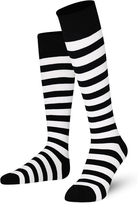 Amazon.com: Mysocks Unisex Knee High Long Socks Stripe White and Black,4-7 : Clothing, Shoes & Jewelry Knee High Stripe Socks, Black And White Striped Socks, Striped Knee High Socks, Blue Pleated Skirt, Stripe Socks, Striped Socks, Long Socks, Chocolate Pudding, Homemade Chocolate