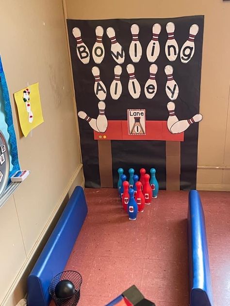 Bowling Dramatic Play, Vendor Food Booth Ideas, Bowling Activities For Kids, Twist And Turns Vbs 2023 Games, School Festival Ideas, Diy Family Game Night, Diy Skee Ball, Indoor Carnival Games, Circus Games