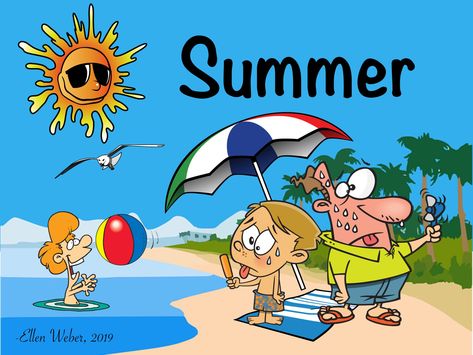 Introduce your preschooler to the concept of day/night, seasons, and dressing for the weather. Explore all the fun things to do in the summer season. Tons of vocabulary. Just one part of a series of activities for seasons. Age 3+. Summer Season Pictures, Summer Season Drawing, Seasons Chart, Seasons Name, Chroma Key Backgrounds, Classroom Charts, Kindergarden Activities, Cartoon Photo, Summer Weather