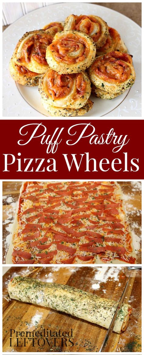 Puff Pastry Dinner, Pizza Wheels, Puff Pastry Recipes Dinner, Recipes Using Puff Pastry, Puff Pastry Recipes Savory, Easy Puff Pastry Recipe, Puff Pastry Pinwheels, Savory Puff Pastry, Puff Pastry Pizza