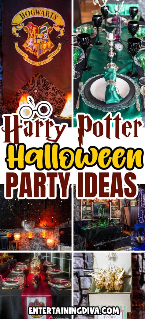 20+ Harry Potter Halloween Party Ideas For Adults | Parties Hogwarts Banner, Harry Potter Decor Ideas, Fun Halloween Party Ideas, Halloween Party Ideas For Adults, Harry Potter Table, Harry Potter Party Ideas, Harry Potter Party Decorations, Party Ideas For Adults, Hogwarts Great Hall