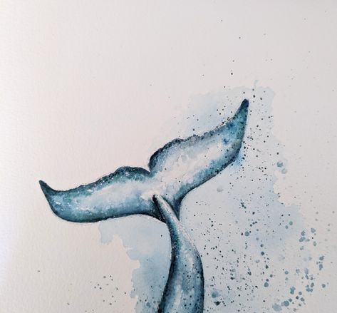 Whale Tail Painting, Watercolour Pictures, A4 Painting, Whales Tail, Water Paintings, Whale Decor, Whale Illustration, Whale Painting, Watercolour Ideas