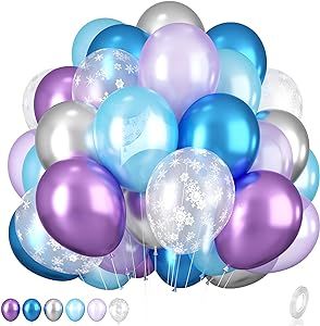 Frozen Balloons, 12 Inch Purple Blue White and Silver Balloons with Snowflake Balloons for Girls Frozen Theme Party Supplies Ice Snow Theme Birthday Baby Shower Winter Party Decorations Winter Wonderland-party, Frozen Balloons, Frozen Birthday Party Decorations, Wonderland Party Decorations, Hen Party Decorations, Winter Party Decorations, Snow Theme, Winter Wonderland Baby Shower, Frozen Theme Party