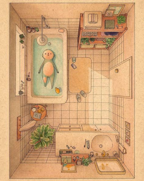 Felicia Chiao, Isometric Art, Bath Art, 판타지 아트, Society6 Art, Mini Art, Top Tier, Fun Stuff, Aesthetic Art