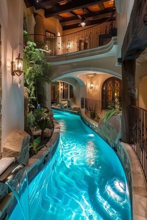 Dream House Aesthetic, Indoor Swimming Pool, Dream Life House, Lazy River, Dream House Rooms, Indoor Swimming, Cute House, Luxury Homes Dream Houses, Dream House Interior