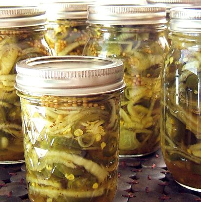 Jalapenos - Bread And Butter Style Recipe - Food.com: Food.com Bread And Butter Jalapenos Canned, Bread And Butter Jalapeno Pickles, Bread And Butter Jalapenos, Bread And Butter Jalapenos Recipe, Spicy Refrigerator Pickles, Jalapeño Bread, Pickled Sweet Peppers, Bread N Butter Pickle Recipe, Canning Peppers