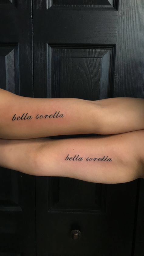 Italian Sister Tattoos, Tattoo Ideas Female Italian, Delicate Sister Tattoos, Sorella Tattoo, Italian Tattoo Ideas, Sister In Law Tattoos, Italian Tattoos For Women, Soul Sister Tattoos, Sister Tats