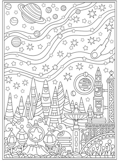 Sky Coloring Pages, Dover Coloring Pages, Creative Haven Coloring Books, Free Coloring Pages For Kids, Abstract Coloring Pages, Words Coloring Book, Quote Coloring Pages, Dover Publications, Detailed Coloring Pages