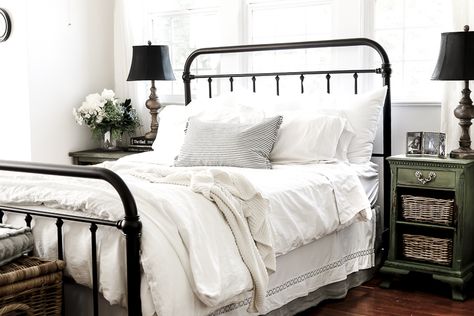 How to Mismatch Nightstands Mismatch Nightstands, Mismatched Nightstands Ideas, Traditional English Cottage, Mismatched Nightstands, Nightstands Ideas, English Bedroom, She Holds Dearly, Historic Home Renovation, Pine And Prospect