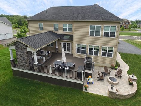 Project Gallery | Chester & Lancaster County PA | Keystone Custom Decks Deck Ideas On A Slope, Multi Level Deck Ideas, Multi Level Deck, Patio Deck Designs, Outdoor Patio Designs, Deck Designs Backyard, Deck Designs, Backyard Pavilion, Outdoor Living Rooms