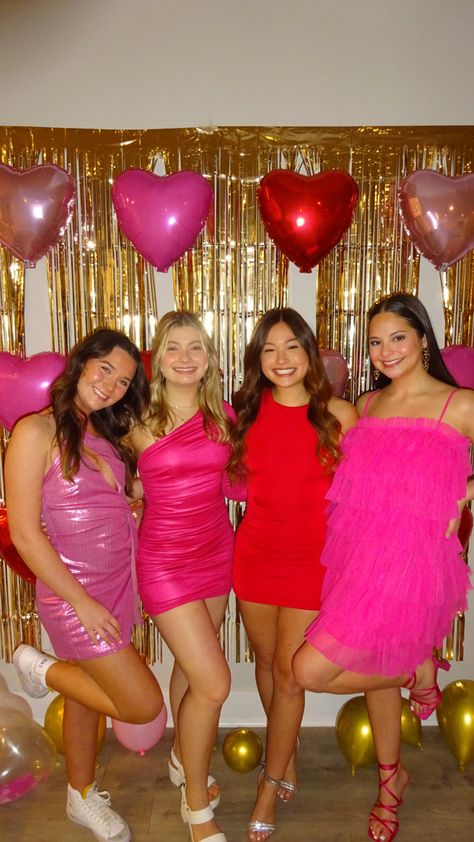 University of Arkansas ADPi sorority Valentines date party Crush Formal Sorority, Valentines Date Party Sorority Outfits, Crush Party Sorority, Valentines Date Party Sorority, My Tie Sorority Party, Pink And Red Outfit Aesthetic, Sorority Date Party Themes, Valentines Sorority, Valentines Party Aesthetic