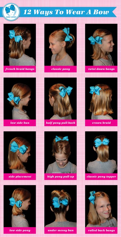 Ways to wear a bow Girls Hair Bows Diy, Tiara Hairstyles, Bow Headband Hairstyles, One Hair, Diy Hair Bows, Girl Hair Bows, Diy Bow, Bow Headband, Hair Bow