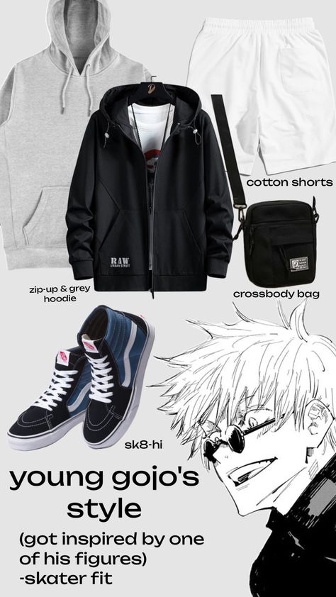 #outfitinspo #gojo #style #jjk Gojo Style, Gojo Outfit Ideas, Anime Style Clothes, Anime Style Outfit Men, Gojo Outfits Jjk, Gojo Satoru Outfit Ideas, Gojo Satoru Casual Outfit, Jujitsu Kaisen Gojo, Gojo Style Outfit