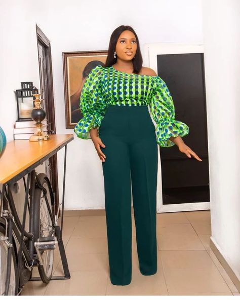 2022 Latest Styles: Simple Skirt and Blouse Styles - Ladeey Ankara Peplum Top And Trouser, Trouser And Top For Ladies, Corporate Wears, Latest Ankara Skirt And Blouse, Latest Lace Styles, Ankara Jumpsuit, 2piece Outfits, Mode Kimono, Best Casual Outfits