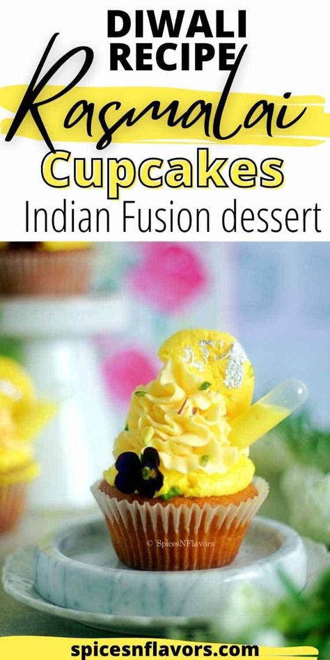 Eggless Rasmalai Cupcakes is an Indian Inspired Cupcake recipe adapted from a decadent Indian Dessert - Rasmalai. These cupcakes made without eggs is the perfect addition to your Diwali baking. Indian Buttercream Recipe, Indian Buttercream, Rasmalai Cupcakes, Eggless Cupcakes Recipes, Indian Cupcakes, Diwali Baking, Diwali Cupcakes, Vegan Indian Dessert, Sweet Meat Recipe