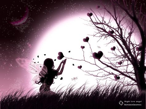 Fairy Heart, Fairy Silhouette, Moon Fairy, Slaap Lekker, Fairy Dragon, Fairy Pictures, Love Fairy, Fairies Elves, Heart Tree