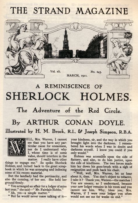 On The Strand Mag's front page Enola Holmes Newspaper, Sherlock Holmes Book Aesthetic, Stem Academia, Book Front Page, Book Page Poster, Sherlock Poster, Elementary My Dear Watson, Mad Scientists, Vintage Newspaper