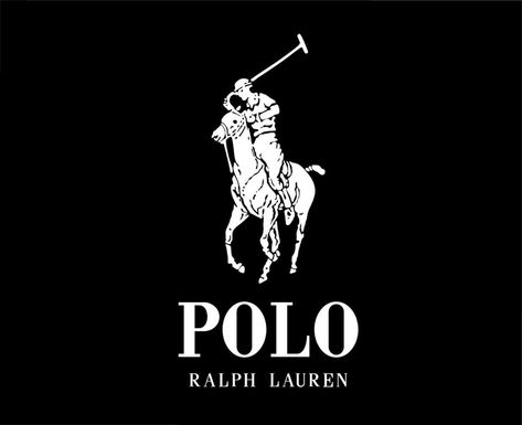 Polo Ralph Lauren Brand Logo White Symbol Clothes Design Icon Abstract Vector Illustration With Black Background Clothing Symbols, Polo Lauren, White Symbol, Clothing Brand Logos, Polo Design, Polo Logo, Ralph Lauren Logo, Design Icon, Abstract Vector