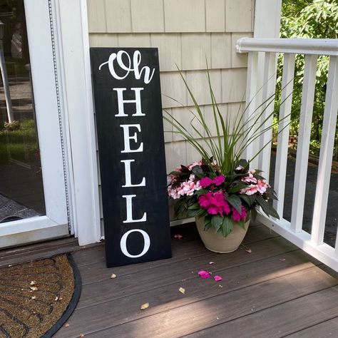 Excited to share this item from my #etsy shop: Oh Hello Porch Sign, Oh Hello Sign, Oh Hello Porch Leaner, Custom Porch Leaner, Cute Porch Decor Oh Hello Porch Sign, Cute Porch Decor, Hello Porch Sign, Stained Porch, Leaner Signs, Cute Porch, Rustic Wooden Wedding Signs, Funny Welcome Signs, Wedding Entrance Sign