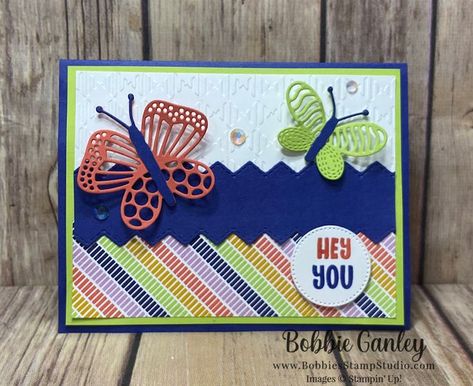 Stampin' Up! Best Butterflies, Butterfly Kisses, Gingham Embossing Folder, Basic Borders Dies Basic Borders Dies, Butterfly Cards Handmade, Cardmaking Ideas, Happy Cards, Butterfly Kisses, Butterfly Cards, Stamping Up Cards, Get Well Cards, Animal Cards