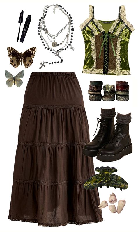 Minimalism Outfit, Grunge Edit, Emo Skirt, Fairy Core Outfits, Corset Styles, Estilo Hippy, 1800s Fashion, Earthy Outfits, Minimal Outfit