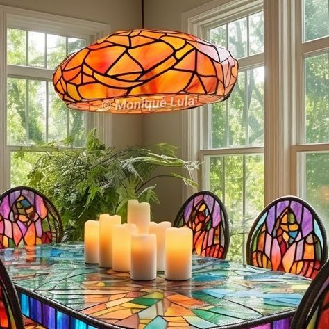 Monique L. Dorange on Instagram: "Can you imagine this stained glass table and chairs in your dining room? 🌈✨" Stained Glass Furniture, Stained Glass Projects, Dinner Table, Glass Table, Table And Chairs, Stained Glass, Dining Room, Dream House, Canning