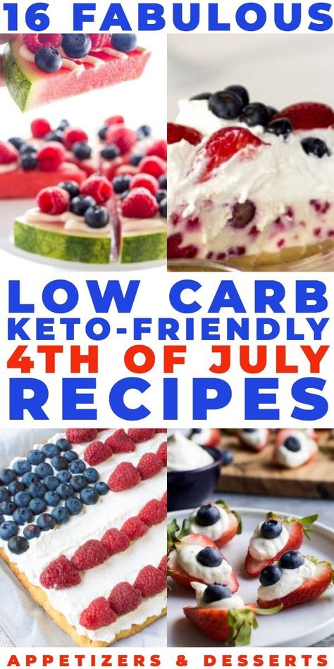 Gluten Free Party Food, 4th Of July Food, 4th Of July Recipes, Keto Holiday Recipes, Keto Appetizers, July Recipes, 4th Of July Desserts, Low Carb Appetizers, Fourth Of July Food